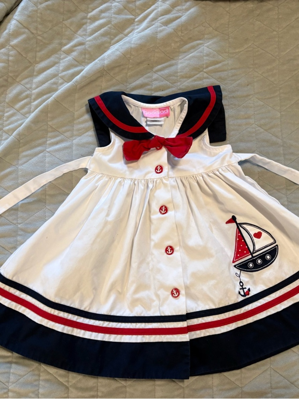 Good Lad Navy and White Toddler Top with Pink Brand Tag